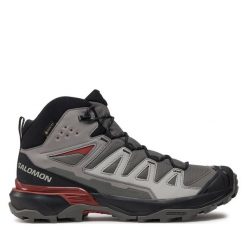 Trekkingi Salomon. Szare botki sznurowane Salomon, bez wzorów, z gore-texu, bez obcasa, bez zapięcia. Za 549.99 zł.