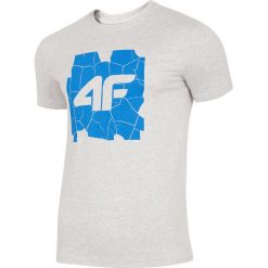T-shirt męski TSM007 - chłodny jasny szary melanż. Szare t-shirty 4F, m, bez wzorów, z bawełny, bez kołnierzyka, bez ramiączek. W wyprzedaży za 34.99 zł.