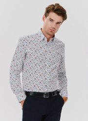 PAKO LORENTE – Koszula męska w kwiatowy wzór długi rękaw. Koszule Pako Lorente, m, bez wzorów, z bawełny, bez kołnierzyka, bez ramiączek. Za 299.99 zł.