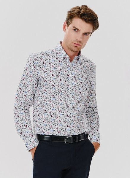 PAKO LORENTE – Koszula męska w kwiatowy wzór długi rękaw. Koszule Pako Lorente, m, bez wzorów, z bawełny, bez kołnierzyka, bez ramiączek. Za 299.99 zł.