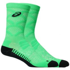 Skarpetki sportowe dla dorosłych Performance Run Crew Sock. Zielone skarpetki sportowe ASICS, bez wzorów, z nylonu. Za 79.99 zł.