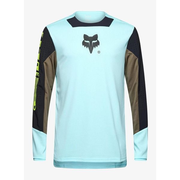 Bluza rowerowa męska Fox Defend LS Jersey Elevated. Zielone bluzy FOX, m, bez wzorów, z jersey, bez kaptura. Za 261.99 zł.
