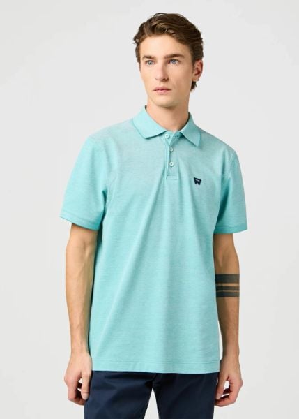 WRANGLER MĘSKA KOSZULKA WRANGLER REFINED POLO SHIRT TEAL 112362834. Koszulki polo Wrangler, m, bez wzorów, bez kołnierzyka, bez ramiączek. Za 89.99 zł.