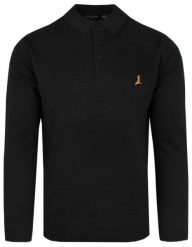 Dzianinowy Lekki Sweter w Stylu Longsleeve Polo – Brave Soul - Czarny. Czarne swetry rozpinane Brave Soul, na jesień, m, bez wzorów, z bawełny, bez kołnierzyka, bez ramiączek. Za 99.00 zł.
