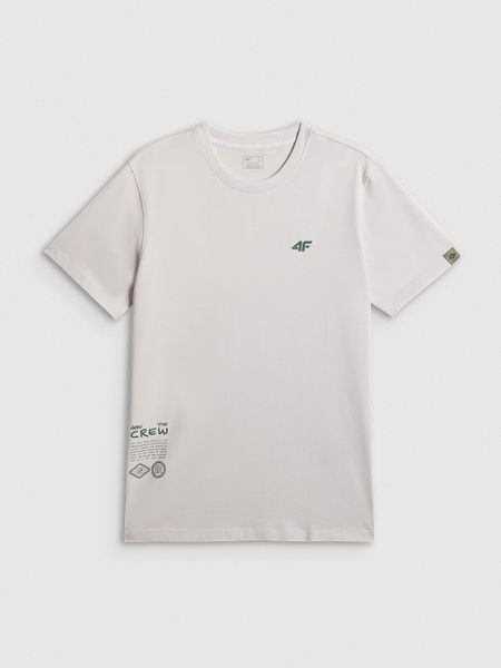 4F T-shirt regular z nadrukiem męski - biały XXL. Białe t-shirty 4F, m, bez wzorów, z materiału, bez kołnierzyka, bez ramiączek. Za 79.99 zł.