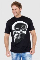 PHILIPP PLEIN Czarny t-shirt męski x-ray skull. Czarne t-shirty Philipp Plein, l, bez wzorów, bez kołnierzyka, bez ramiączek. W wyprzedaży za 999.99 zł.