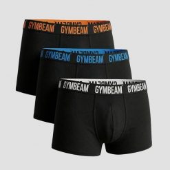 Bokserki męskie unisex FIT Trunks 3-pak. Czarne bokserki GYMBEAM, m, bez wzorów, z bawełny. Za 126.90 zł.
