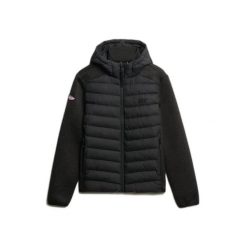 Kurtka z kapturem Superdry Storm Knit. Czarne kurtki Superdry, xl, z aplikacjami, z dżerseju, z kapturem. Za 489.15 zł.