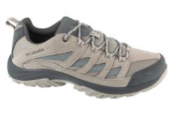 Buty trekkingowe męskie, Crestwood Waterproof. Szare buty turystyczne Columbia, bez wzorów, z materiału, przed kostkę, bez zapięcia, trekkingowe. Za 369.99 zł.