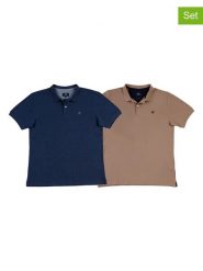 The Time of Bocha Koszulki polo (2 szt.) w kolorze beżowym i granatowym rozmiar: M. Brązowe koszulki polo The Time of Bocha, m, bez wzorów, z bawełny, bez kołnierzyka, bez ramiączek. Za 165.99 zł.