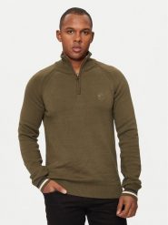 INDICODE Sweter Skyler 35-768 Khaki Regular Fit. Brązowe swetry rozpinane INDICODE, m, bez wzorów, z bawełny, bez kołnierzyka, bez ramiączek. Za 79.99 zł.