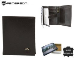 Portfel skórzany PETERSON PTN 22307-VT czarny. Czarne portfele Peterson, bez wzorów. Za 107.99 zł.