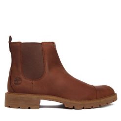 Sztyblety Timberland. Brązowe botki sznurowane Timberland, bez wzorów, bez obcasa, bez zapięcia. Za 459.99 zł.