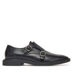 Półbuty HUGO. Czarne eleganckie półbuty Hugo, bez wzorów, bez obcasa, bez zapięcia. Za 509.99 zł.