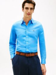 Tommy Hilfiger koszula casual z lnem Mężczyźni Regular Fit len niebieski, L. Niebieskie koszule Tommy Hilfiger, l, bez wzorów, z bawełny, bez kołnierzyka, bez ramiączek. Za 379.95 zł.