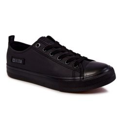 Męskie Niskie Skórzane Trampki Big Star KK174009 Czarne. Czarne trampki m, bez wzorów, bez zapięcia. Za 207.99 zł.