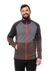 Jack Wolfskin Kurtka polarowa w kolorze brązowo-szarym rozmiar: L. Brązowe kurtki Jack Wolfskin, l, bez wzorów, z materiału, bez kaptura. Za 252.12 zł.
