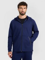 4F Bluza dresowa rozpinana z kapturem męska - granatowa L. Niebieskie bluzy 4F, l, bez wzorów, z dresówki, z kapturem. Za 229.99 zł.