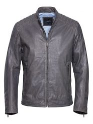 Bugatti Skórzana kurtka w kolorze szarym rozmiar: 50. Szare kurtki Bugatti, bez wzorów, ze skóry, bez kaptura. Za 891.99 zł.