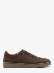 Szare welurowe sneakersy męskie KRISS. Szare buty sportowe casual Ryłko, bez wzorów, ze skóry, bez zapięcia. Za 449.99 zł.
