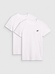 4F T-shirt slim gładki męski (2-pack) - biały XXL. Białe t-shirty 4F, m, bez wzorów, z bawełny, bez kołnierzyka, bez ramiączek. Za 99.99 zł.