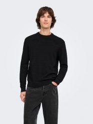 ONLY & SONS Sweter "Storm" w kolorze czarnym rozmiar: M. Czarne swetry nierozpinane Only & Sons, m, bez wzorów, z bawełny, bez kołnierzyka, bez ramiączek. Za 114.95 zł.