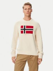 Napapijri Sweter D-Mura C NP0A891U Kremowy Regular Fit. Białe swetry rozpinane Napapijri, m, bez wzorów, z bawełny, bez kołnierzyka, bez ramiączek. Za 799.99 zł.