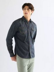 MĘSKA KOSZULA WRANGLER WESTERN SHIRT CANYON 112378473. Koszule Wrangler, m, bez wzorów, z jeansu, bez kołnierzyka, bez ramiączek. Za 169.99 zł.
