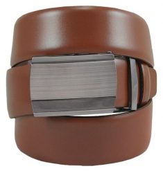 Męski, Karmelowy Pasek z Automatyczną Klamrą - Victorio. Brązowe paski Victorio, bez wzorów, ze skóry, wizytowe. Za 109.00 zł.