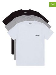 Wrangler Koszulki (3 szt.) "Marston" w kolorze czarnym, białym i szarym rozmiar: S. Białe bezrękawniki Wrangler, s, bez wzorów, z bawełny, bez kołnierzyka, bez ramiączek. Za 79.96 zł.