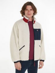 TOMMY JEANS Kurtka polarowa w kolorze kremowym rozmiar: XL. Brązowe kurtki Tommy Jeans, xl, bez wzorów, z jeansu, bez kaptura. Za 455.78 zł.