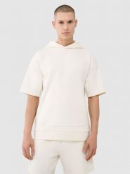 4F Bluza z krótkim rękawem z kapturem męska - biała L. Białe bluzy z kapturem 4F, l, bez wzorów, z bawełny, z kapturem. W wyprzedaży za 99.99 zł.