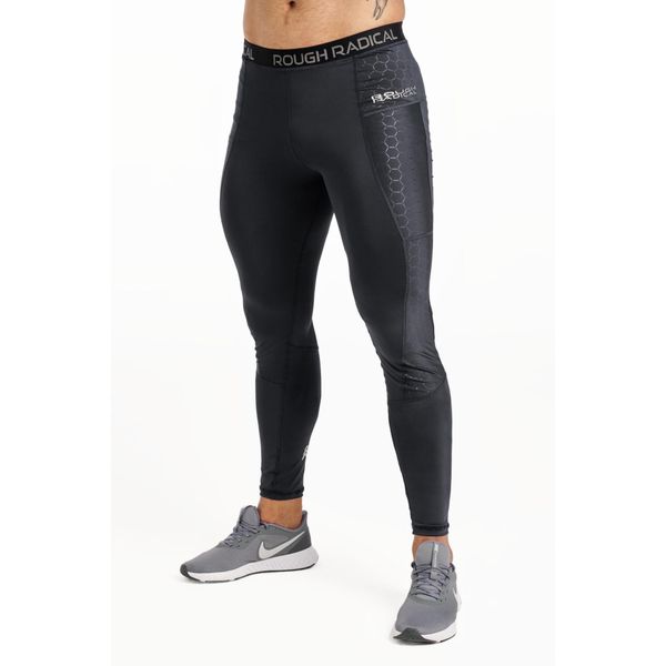 Legginsy do biegania męskie Rough Radical Stone Long z kieszonką. Czarne legginsy długie sportowe ROUGH RADICAL, m, bez wzorów, do biegania. W wyprzedaży za 144.42 zł.