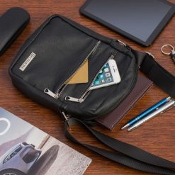 Męska torba skórzana przez ramię czarna Beltimore premium raportówka G22. Czarne torby na ramię bez wzorów, przez ramię, bez dodatków. Za 153.90 zł.