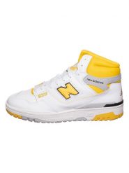 New Balance Skórzane sneakersy "BB650RCG" w kolorze biało-żółtym rozmiar: 44. Białe buty sportowe casual New Balance, bez wzorów, z materiału, bez zapięcia. Za 351.38 zł.