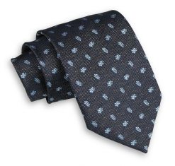 Popielaty Męski Krawat -Chattier- 8cm, Klasyczny, Szeroki, Elegancki, Niebieski Wzór Paisley. Niebieskie krawaty i muchy Chattier, bez wzorów, z tkaniny. Za 49.00 zł.