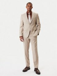 BOSS Garnitur Huge 50557273 Beżowy Regular Fit. Brązowe garnitury Boss, m, bez wzorów, z wełny. Za 2,599.00 zł.