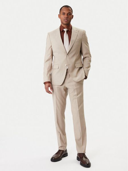 BOSS Garnitur Huge 50557273 Beżowy Regular Fit. Brązowe garnitury Boss, m, bez wzorów, z wełny. Za 2,599.00 zł.