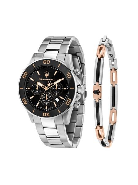 Maserati Zestaw zegarek i bransoletka Competizione Diver Chronograph Gift SET R8873600001 Srebrny. Szare, analogowe zegarki maserati, srebrne. Za 1,409.00 zł.
