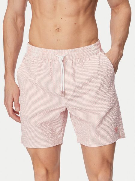Guess Szorty kąpielowe F6GT11 WN342 Różowy jasny Regular Fit. Czerwone kąpielówki Guess, l, z aplikacjami, z syntetyku. Za 188.99 zł.