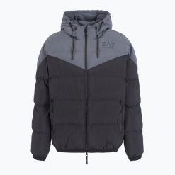 Kurtka męska EA7 Emporio Armani Train Athletic Colour Block Padded. Czarne kurtki EA7 Emporio Armani, l, bez wzorów, z poliamidu, bez kaptura. Za 1,129.00 zł.
