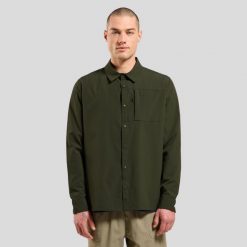 Koszula męska Odlo ESSENTIAL Shirt l/s. Szare koszule ODLO, na lato, l, bez wzorów, z materiału, bez kołnierzyka, bez ramiączek. Za 429.99 zł.