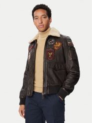 Aeronautica Militare Kurtka skórzana 262PN0968U100839 Beżowy ciemny Regular Fit. Brązowe kurtki Aeronautica Militare, m, bez wzorów, ze skóry, bez kaptura. Za 7,739.00 zł.