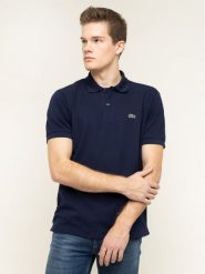 Lacoste Polo L1212 Granatowy Classic Fit. Niebieskie koszulki polo LACOSTE, l, bez wzorów, z bawełny, bez kołnierzyka, bez ramiączek. Za 299.99 zł.