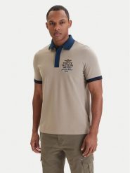 Aeronautica Militare Polo 261PO1908UP00191 Beżowy Slim Fit. Brązowe koszulki polo Aeronautica Militare, l, bez wzorów, z bawełny, bez kołnierzyka, bez ramiączek. Za 309.99 zł.