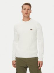 Aeronautica Militare Sweter 262MA1571UL00409 Biały Regular Fit. Białe swetry rozpinane Aeronautica Militare, l, bez wzorów, z bawełny, bez kołnierzyka, bez ramiączek. Za 569.99 zł.