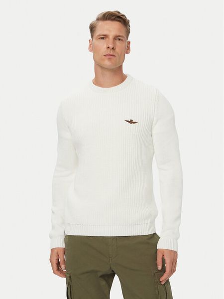 Aeronautica Militare Sweter 262MA1571UL00409 Biały Regular Fit. Białe swetry rozpinane Aeronautica Militare, l, bez wzorów, z bawełny, bez kołnierzyka, bez ramiączek. Za 569.99 zł.