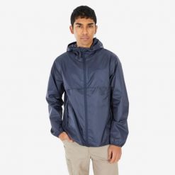 Second Life - Kurtka turystyczna męska Quechua Raincut zamek - Stan Doskonały. Niebieskie kurtki QUECHUA, m, bez wzorów, z materiału, z kapturem. Za 25.99 zł.