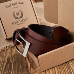 Pasek skórzany 100 cm brązowy PAOLO PERUZZI PG-05-BRS-100. Brązowe paski Paolo Peruzzi, bez wzorów, z jeansu, eleganckie. Za 59.00 zł.