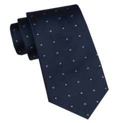 Elegancki i Modny Krawat Jedwabny - Alties - Klasyczny Granat w Groszki. Niebieskie krawaty i muchy Alties, bez wzorów, z jedwabiu. Za 115.00 zł.